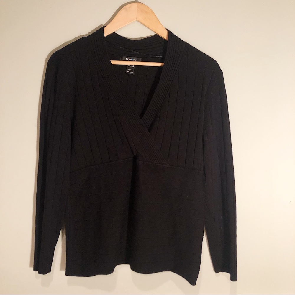 Style & Co. Black V-Neck Sweater